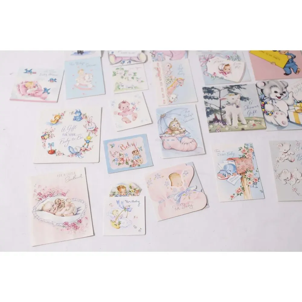 Vintage 50s 60s New Baby Greeting Card Lot Scrapbooking Craft ~ 260521-WH 779